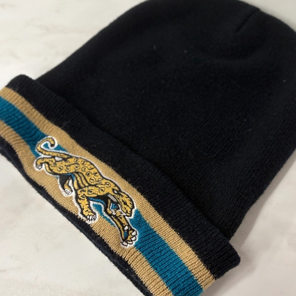 Vtg 90s Beanie Hat Embroidered Jacksonville Jaguar Striped Men Women Retro Logo